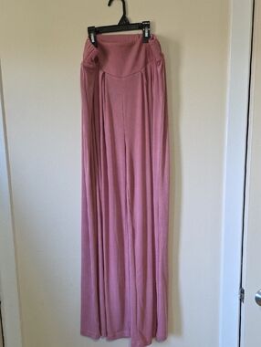 Flowy High-Waist Pink Wide Leg Pant